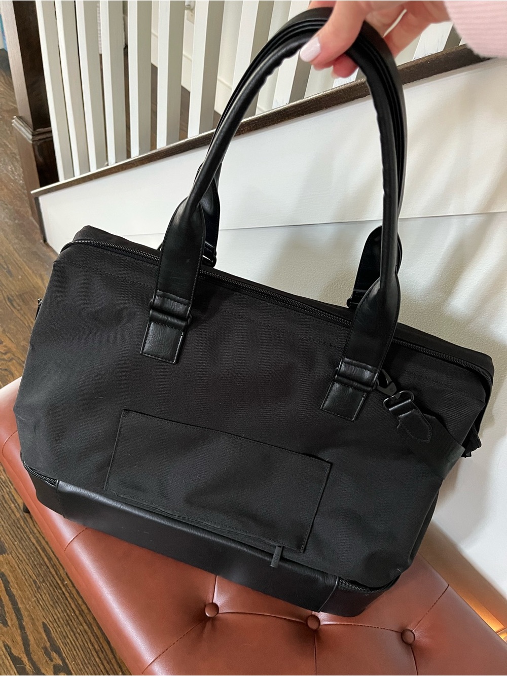 BEIS Black Weekender Dual-Compartment Travel Tote with Removable Strap - Picture 3 of 5